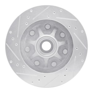 Ford F-150 Brake Rotor (1) - Front Right - R1 Concepts - Drilled & Slotted - Silver - `97-`02